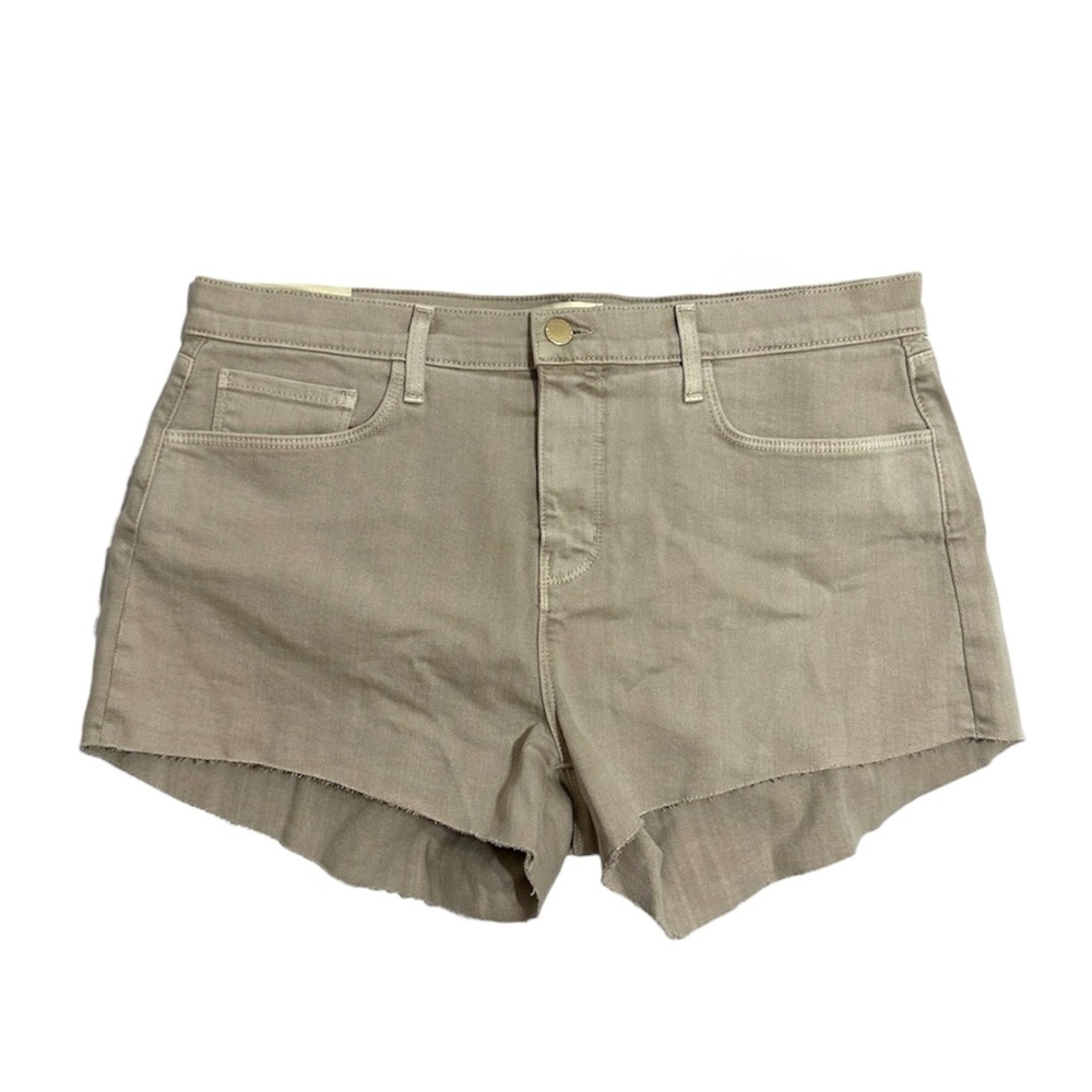 NWT L’AGENCE Audrey Mid-Rise Raw Hem Cut-Off Shorts Size 31 Biscuit Neutral - Picture 2 of 11